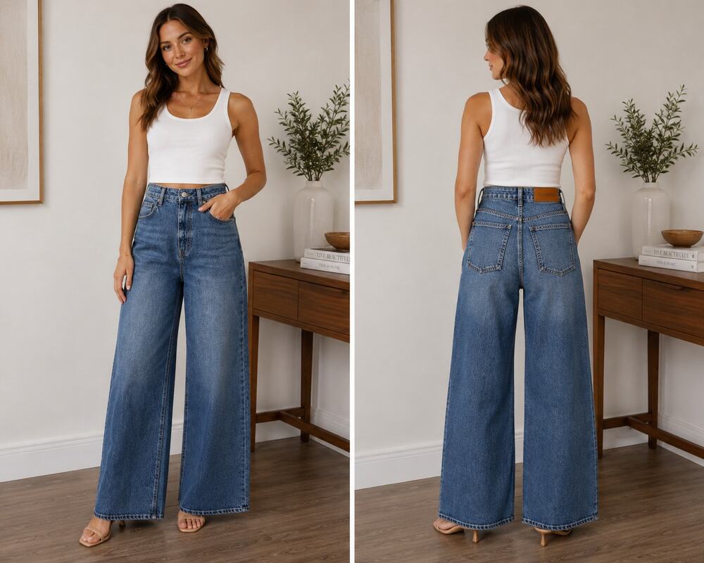 Unpublished Este Everlong Jeans Women’s 27 Medium Wash Highrise Wide Leg NWT